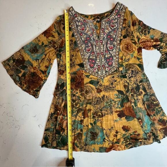 Soft Surroundings Stunning Jewel Tone Floral Boho Tunic Top Size Small - Picture 11 of 13
